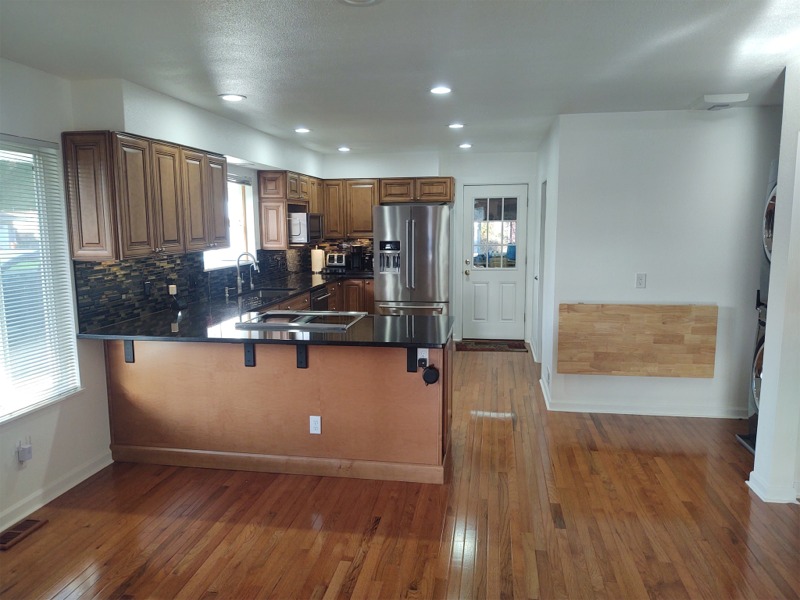 Hardwood floors were installed along with new kitchen cabinets