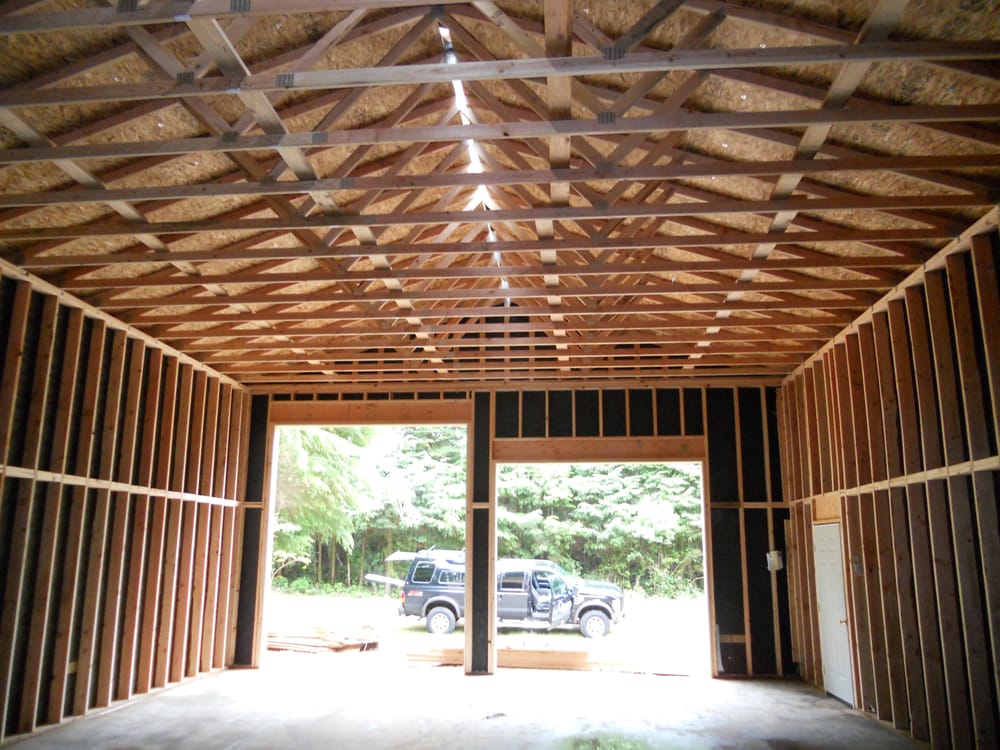 Interior view of framed in garage